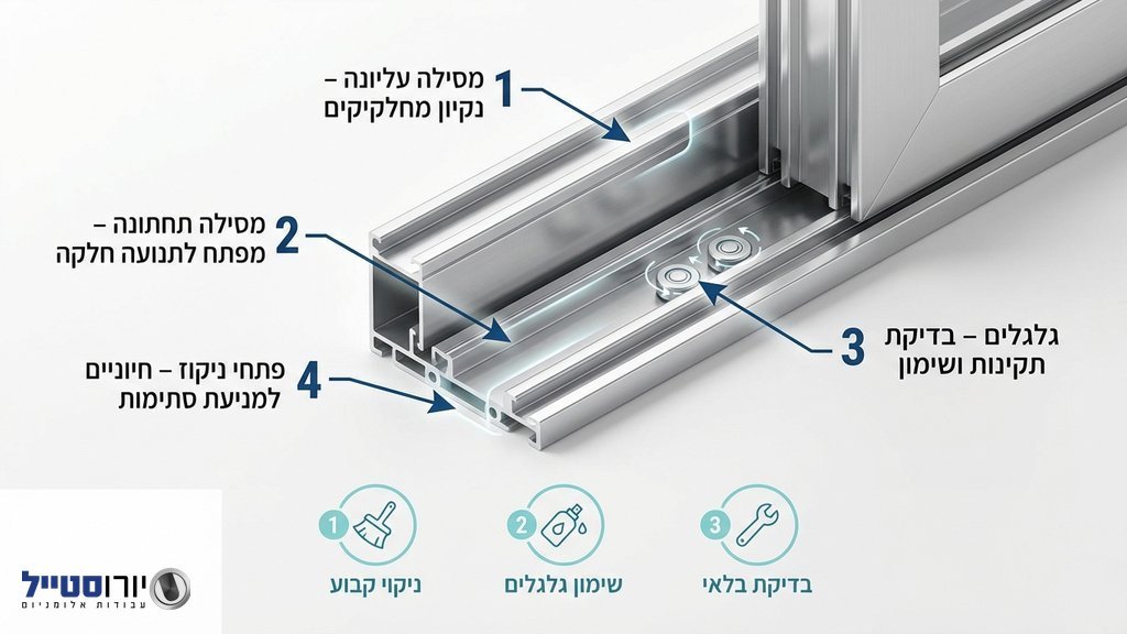 נוצר על ידי מודל בינה מלאכותית Gemini Pro תחזוקה מקצועית למסילות אלומיניום